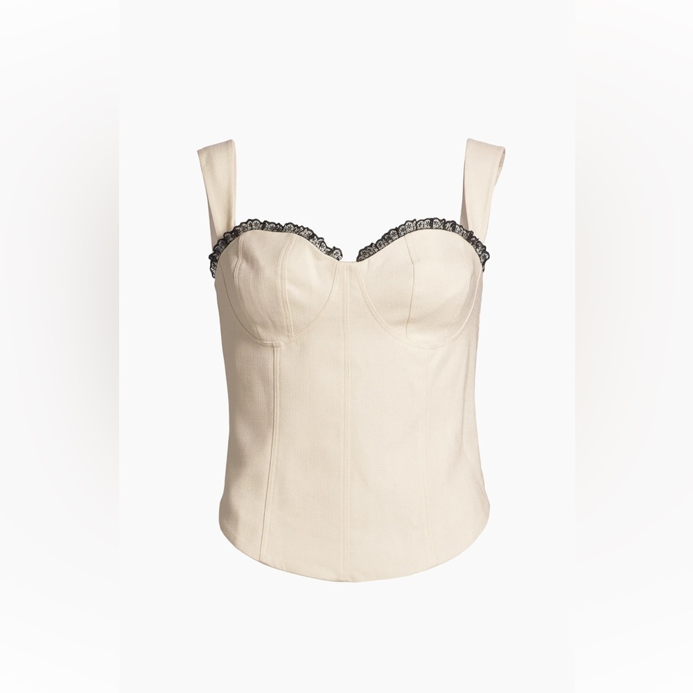 Reformation Alisa Seamed Bustier Top Ivory Size 0 NWT